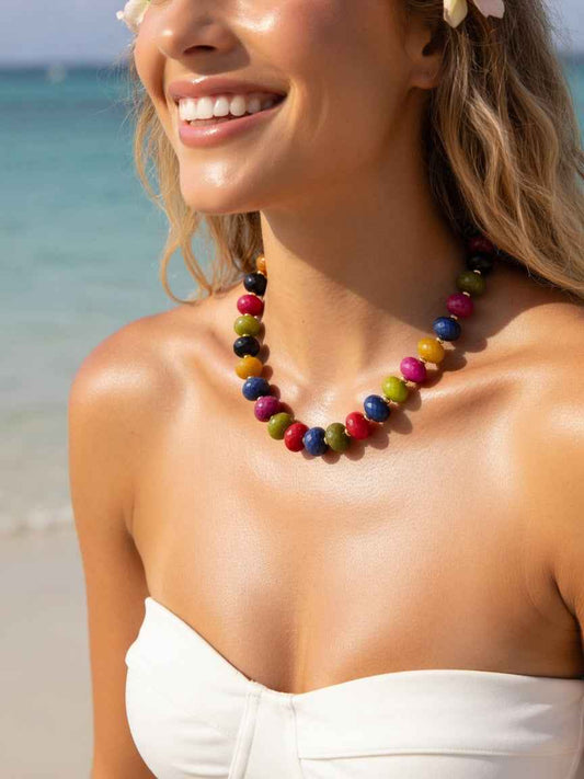Donut type agate necklace